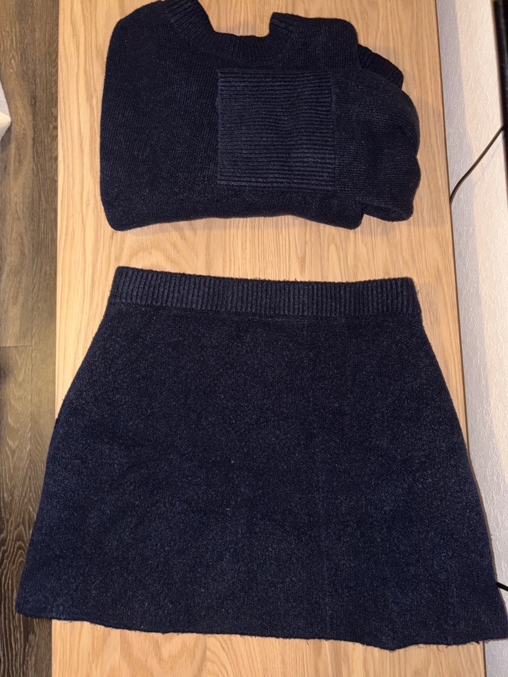 Zara Navy Blue Knit Sweater and Skirt Set